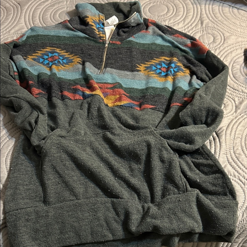 Green Southwestern Patterned Shirt